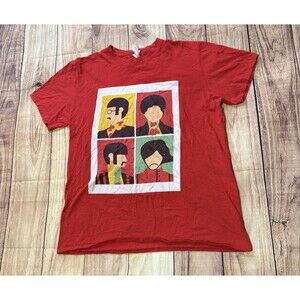 The Fab Four Minimalist Rock Music Band The Beatles T-Shirt Size Large Red